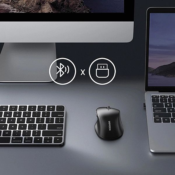 Ugreen myszka komputerowa bezprzewodowa ergonomiczna czarna (MU101)