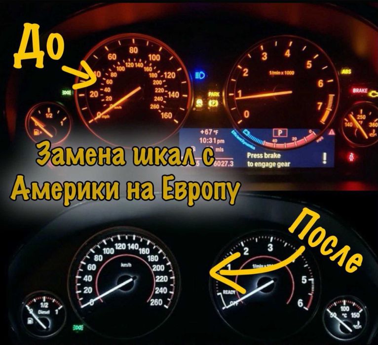 Замена шкал для BMW F30 F31 F32 F48 F10 F15 F25 приборной панели бмв