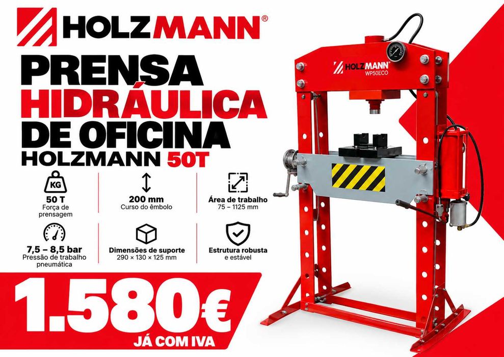 Prensa Hidráulica de Oficina HOLZMANN 50T LL29