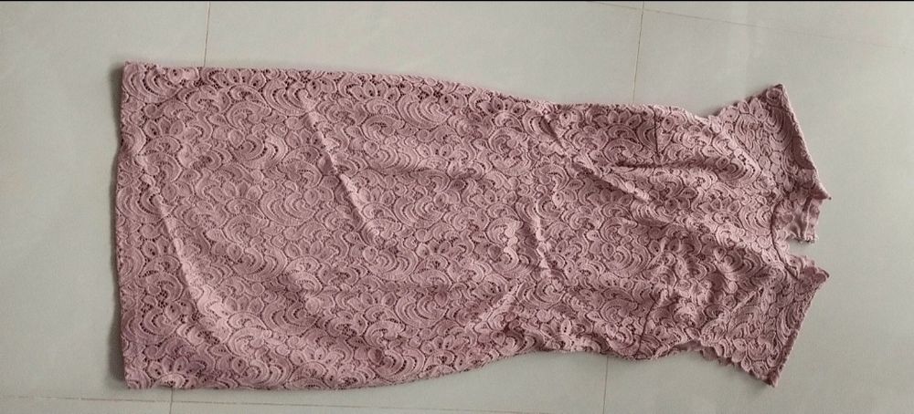 Sukienka, koronka, pudrowy róż, Orsay L