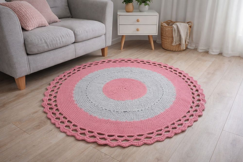 В'язані вироби гачком: мочалка , лежанка для кота, килим