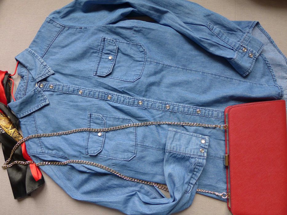 Klasyczna koszula jeansowa dżinsowa slim westernowa S 36 / XS 34