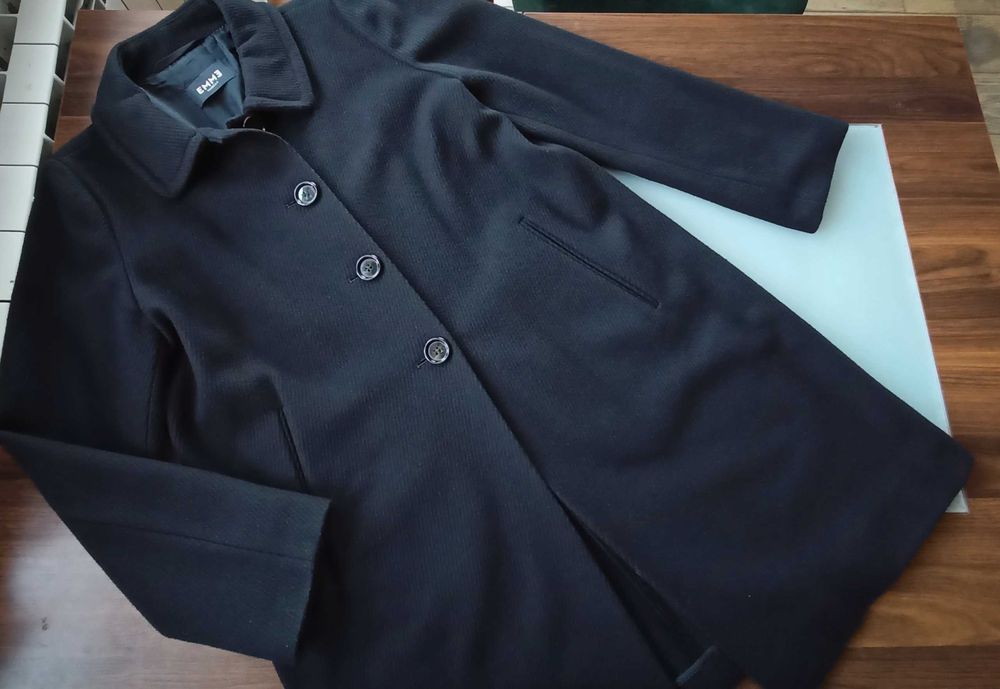 Max Mara czarny flauszowy płaszczyk 44