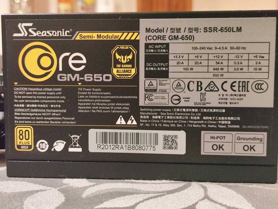 Fonte de Alimentação Seasonic CORE GM-650 650W 80+ Gold Semi Modular