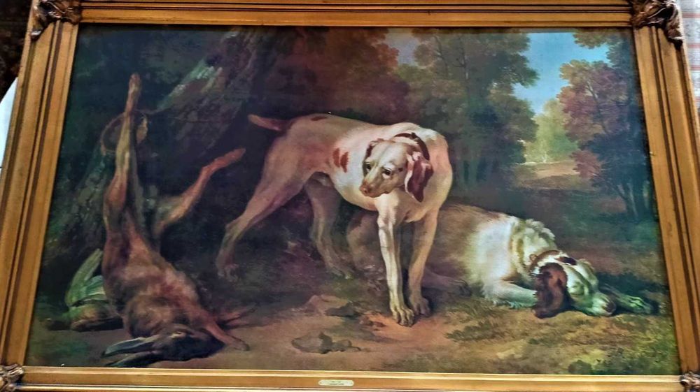 Estampa Cães e Lebre J Baptiste Oudry