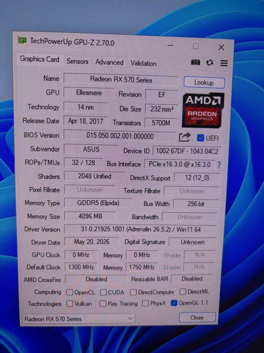 Відеокарта RX 570 ремонт/запчастини
