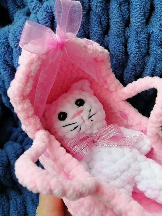 Іграшка котик, кошечка мягкая игрушка, вязаный котенок, киця, мишка