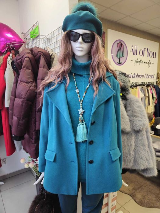 Krótki płaszczyk, marynarka morski, r. 50 wełna, kaszmir !!!