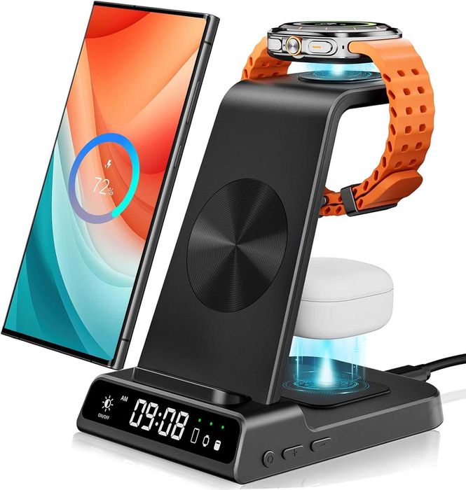 leQuiven 3 w 1 – Bezprzewodowa ładowarka do Samsung Galaxy S24/S23/S22, Galaxy Watch 6/5/4 i Buds