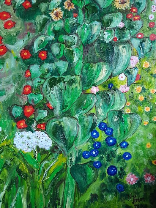 Olej na płótnie, Ogród ze słonecznikami,  Gustaw Klimt