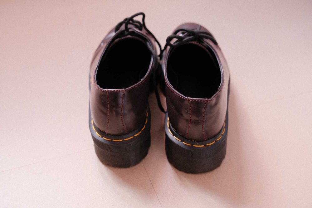 Dr Martens 40 1461 Sapato Plataforma Burgundy Quad Ótimo Estado