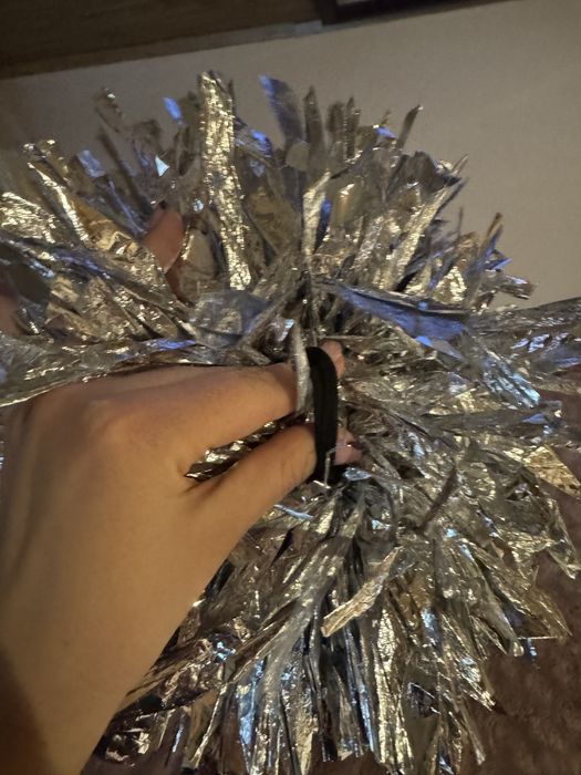 Pompony 2 szt - srebrne