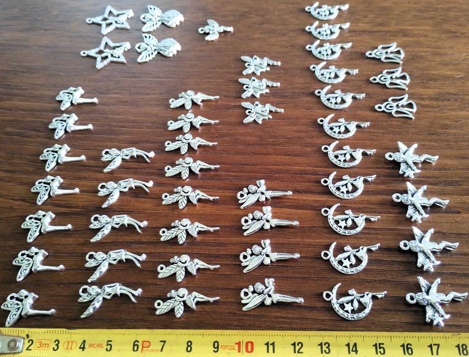 Conjunto 50 Pendentes Metal Pulseira Fio Brincos