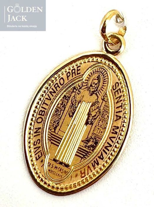 Złota zawieszka medalik szkaplerz Benedyktyński złoto pr. 585 1,04 g