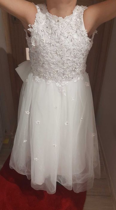 Sukienka Komunia Biała 122-128