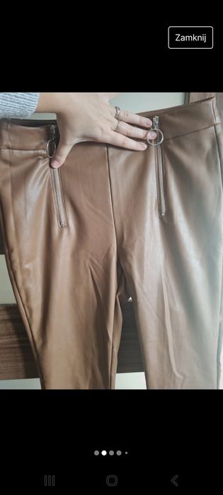 Spodnie skórzane brąz legginsy new yorker fb sister