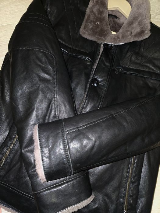 Шкіряна зимова куртка на хутрі / дублянка, нова чоловіча, L Xl 50 - 52