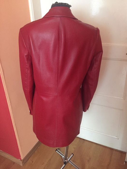 Płaszcz skórzany czerwony 42