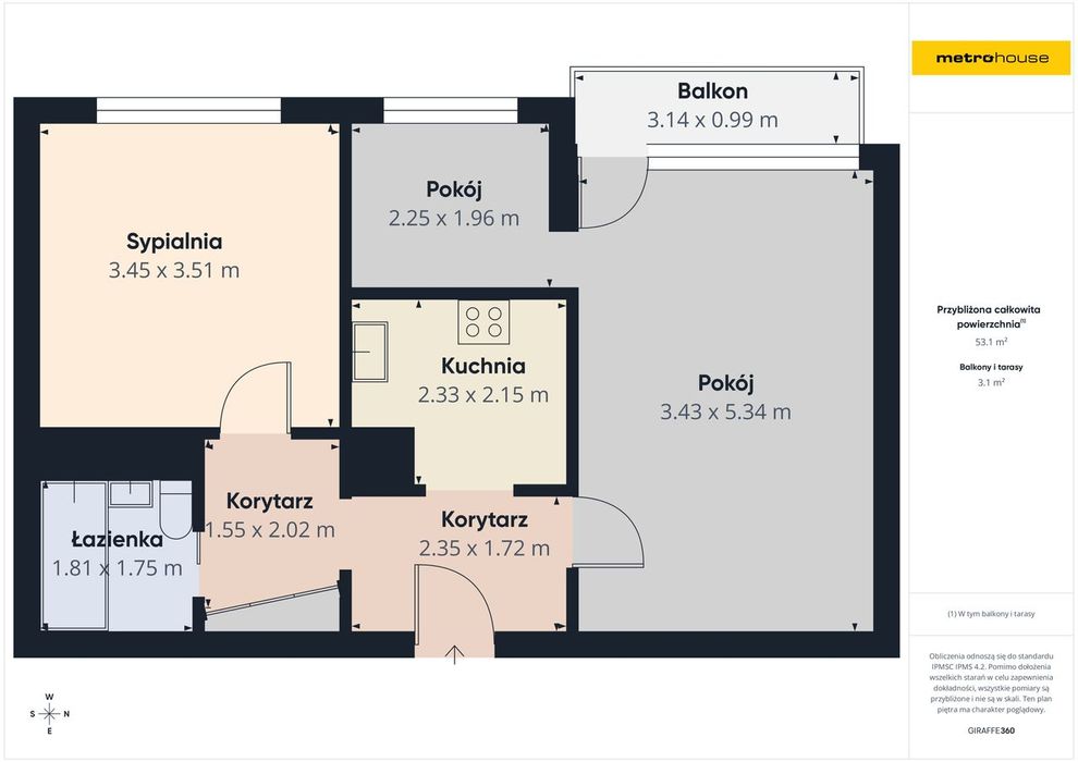 Ochojec - ul. Jankego - 2 pokoje (+1) - 47,37 m2.