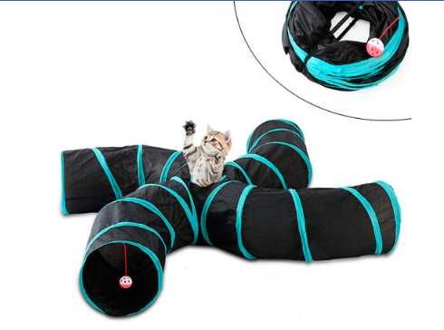 Тунель для котів складаний з іграшкою, 4-х сторонній тунель котам