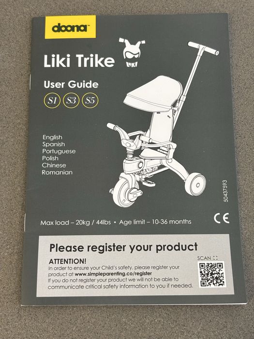 Triciclo Dobrável Doona Liki Trike S1 - Cinza