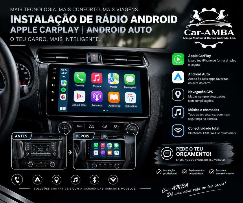 Instalação de Rádio Android | Apple CarPlay | Android Auto
