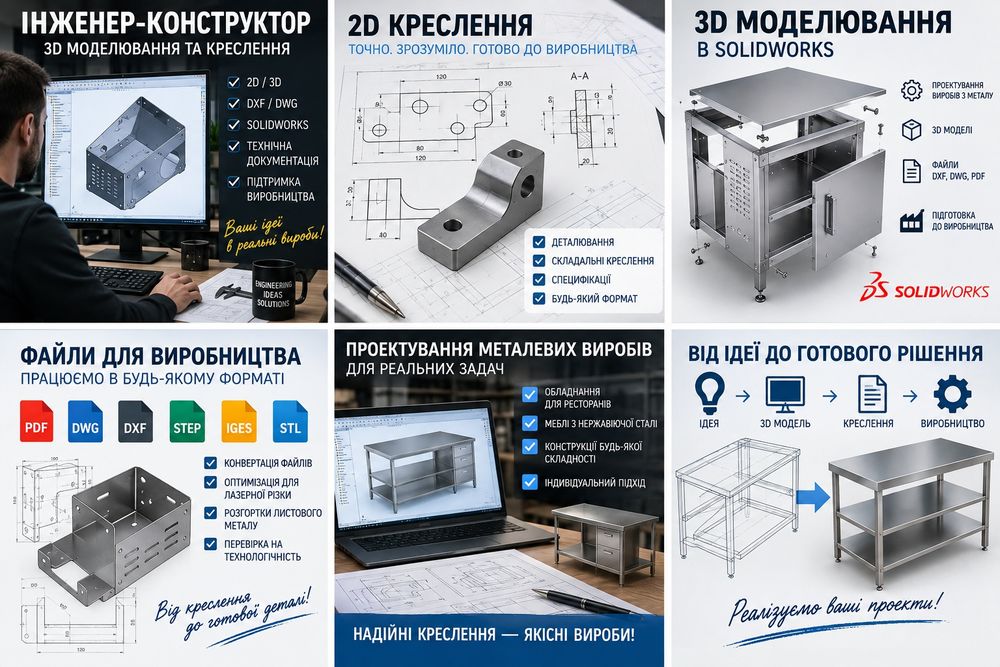 Конструктор креслення 2-D, 3-D, dxf, dwg.  + Виробництво Моделювання.