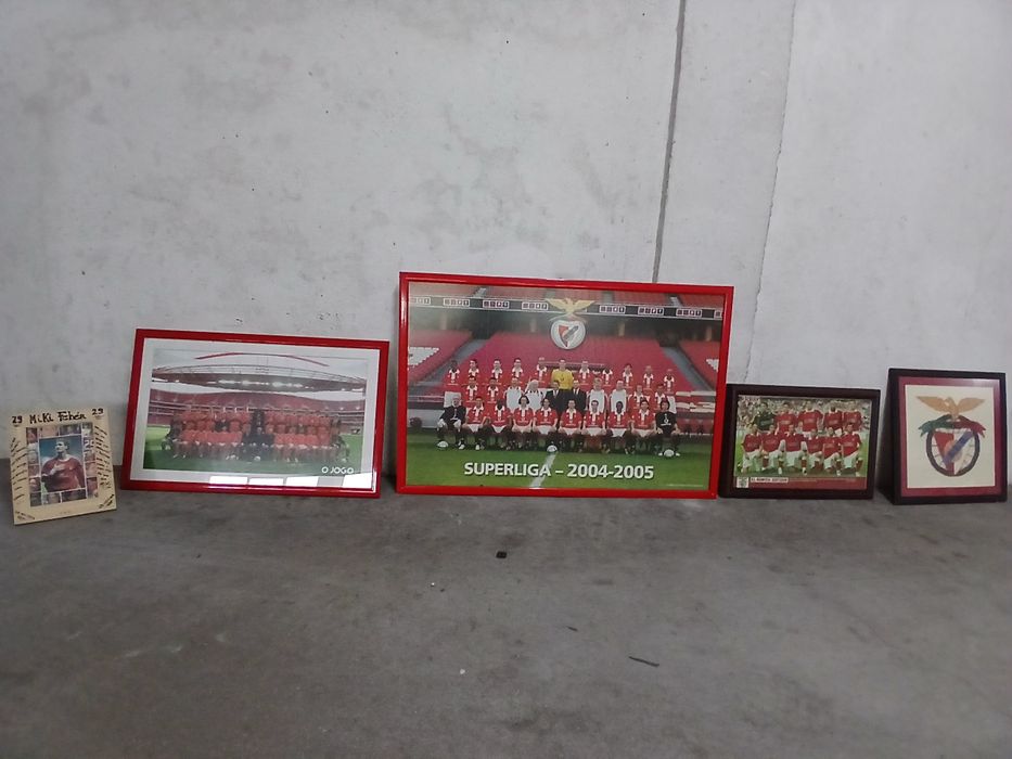 S.L Benfica 5 quadros 1 camisola 1 simbolo cravado com modeas antigas 8 livros 100 anos