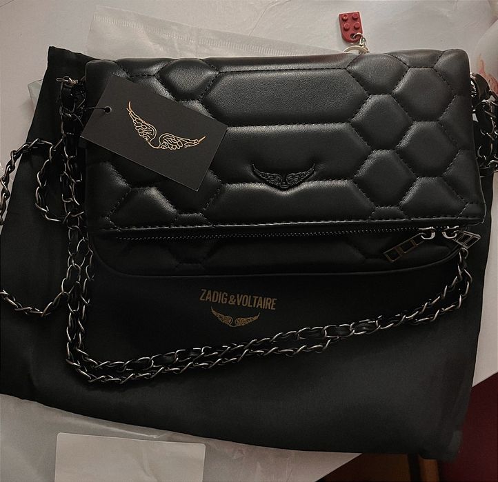 Сумка клатч черный Zadig & Voltaire из зернистой кожи Франция