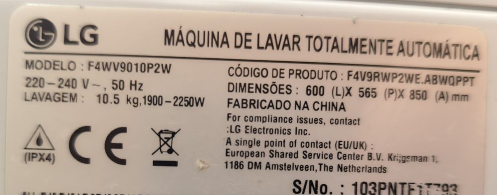 Máquina de lavar roupa LG