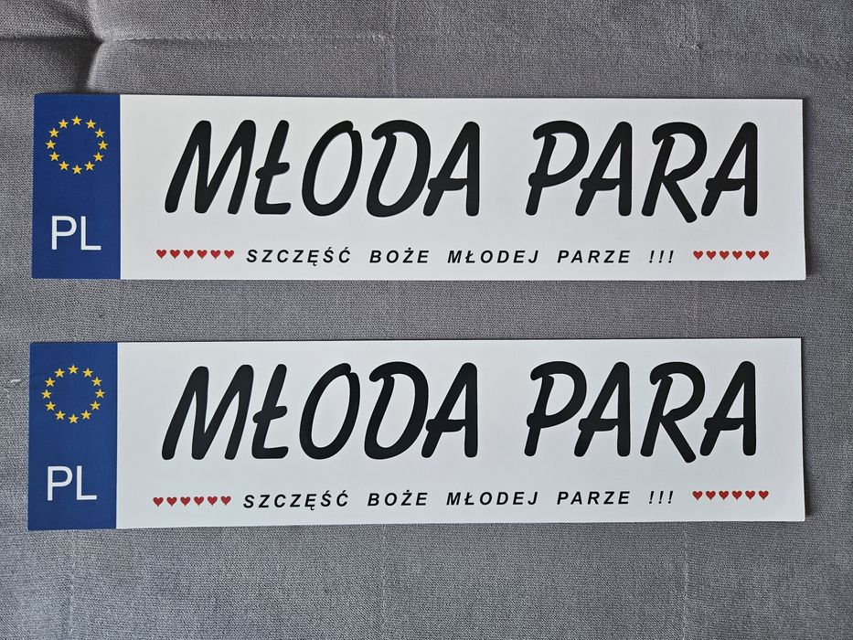 Tablica Rejestracyjna Młoda Para Wesele Ślub Ozdoby Ślubne