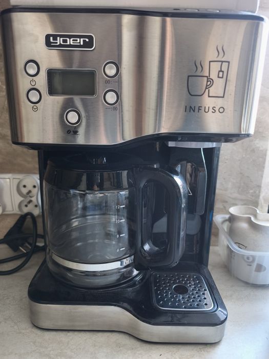 Ekspres przelewowy kawy 2w1 Yoer 1900W +Dystrybutor wody na herbatę