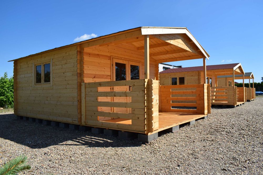 od RĘKI domek z tarasem letniskowy z grubego balika 34 mm*6x4*24m2