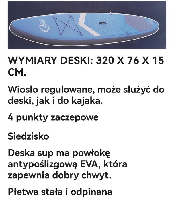 Deska SUP do 150 kg z funkcją kajaku