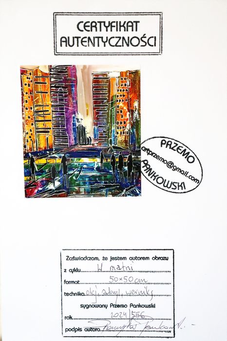 współczesny obraz  na płótnie „W Matni” 50x50 olej, do salonu, Przemo Pankowski