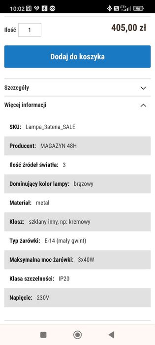 Lampa wisząca 3 płomienna Atena Jupiter