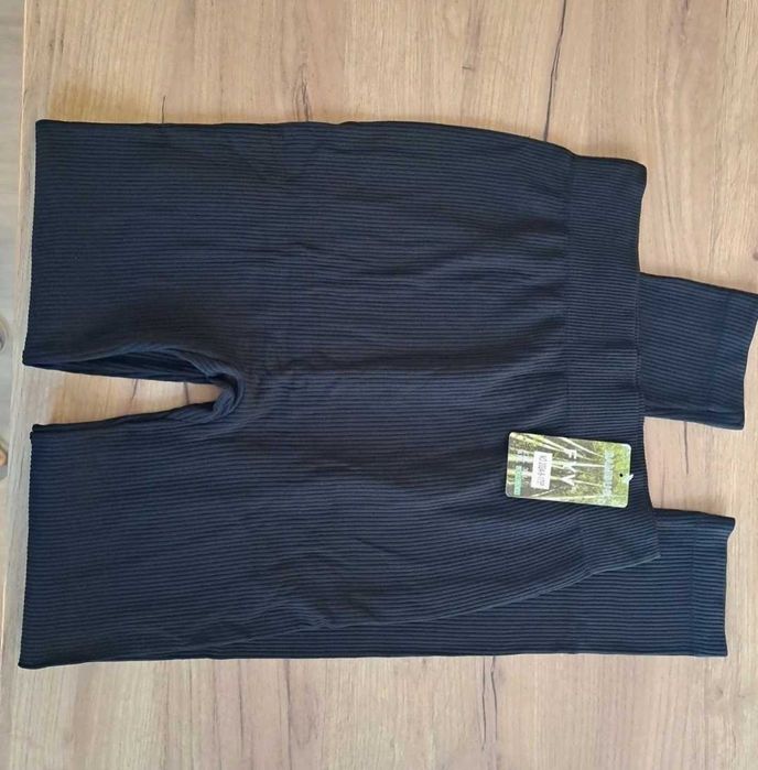 Nowe Leginsy 2 XL 42 44 XXL bambusowe czarne prążkowane wysoki stan