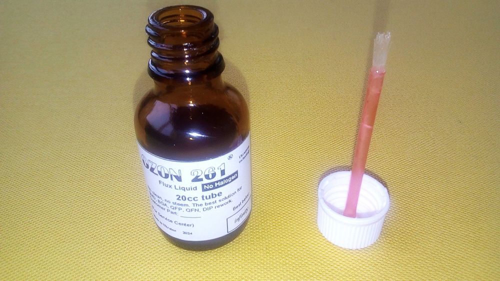 Флюс лак Ozon 261 жидкий, пайкa SMD, DIP,проводов .Берет даже сталь ...
