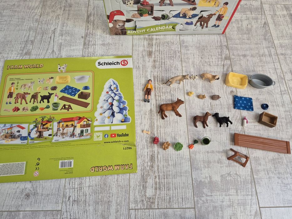Schleich farm world duży zestaw figurek cielak kotek piesek