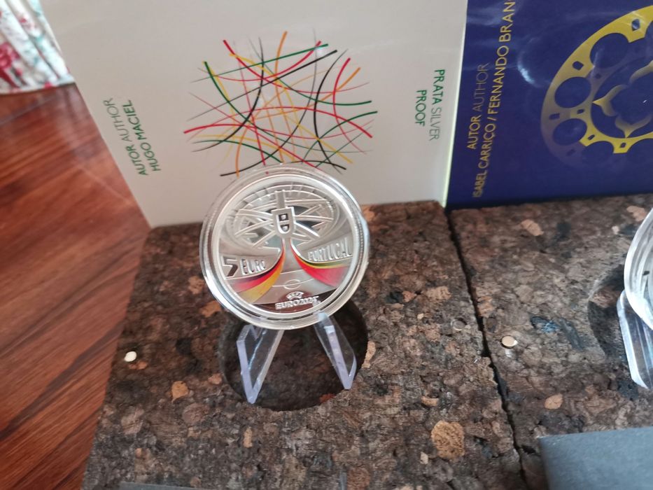 Conjunto de 2 moedas prata proof em estojo certificado