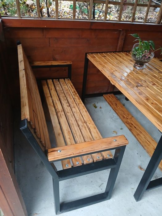 Zestaw ogrodowy stół + 2 ławki