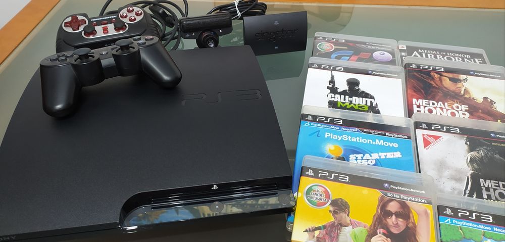 PS3 300GB + Games + Controllers + Mic + Motion Controller64729960776449122