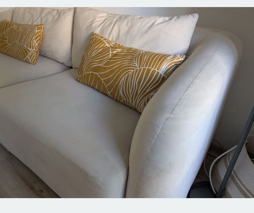 Sofa biała kremowa welur modułowa
