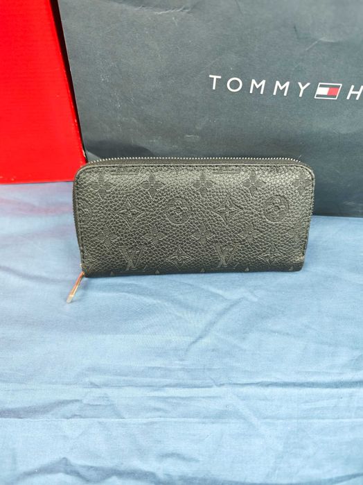 Portfel damski duży Louis Vuitton czarny monogram wytłaczany premium