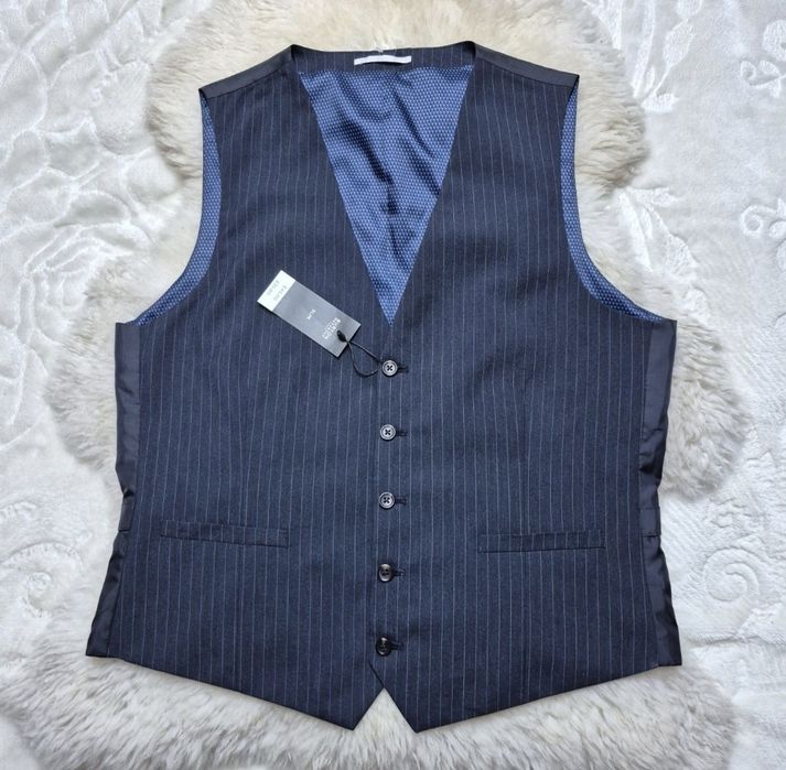 Kamizelka garniturowa M Granatowa w paski Burton Menswear London