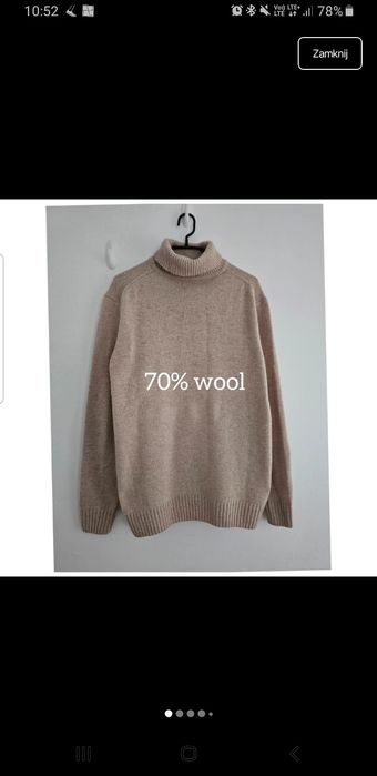 STRÖMBERG  Golf Sweter wełniany 70% Wełna 38 M Beż
