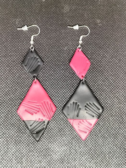 Kolczyki 2 romby z gliny polimerowej