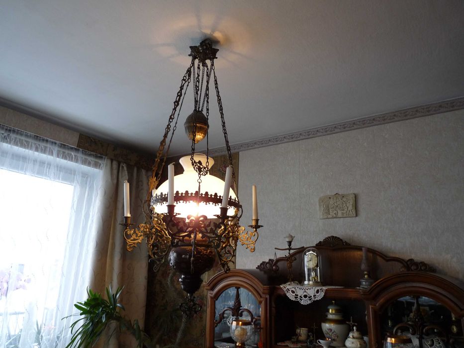 Lampa-żyrandol antyk styl naftowy