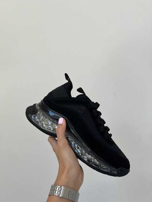 Кроссовки Chanel Crystal Total Black  Оригинал женские новые