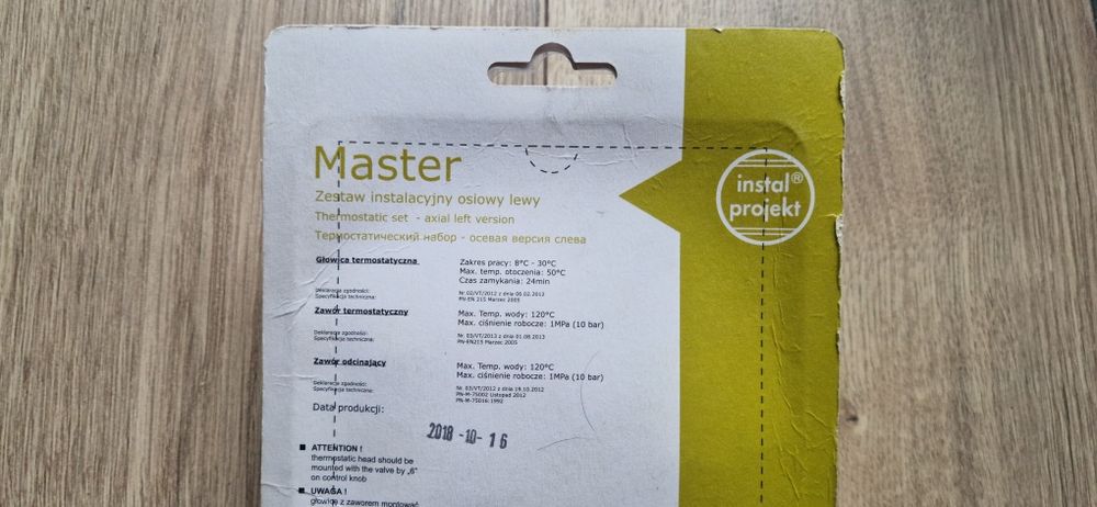 Master zestaw instalacyjny osiowy lewy grafit termostat NOWY